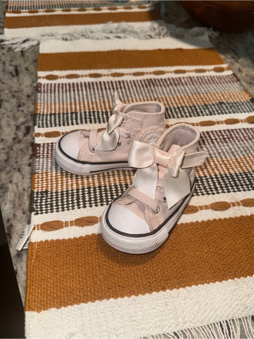 Converse Kids Light Pink High-Top Sneakers with Satin Bow